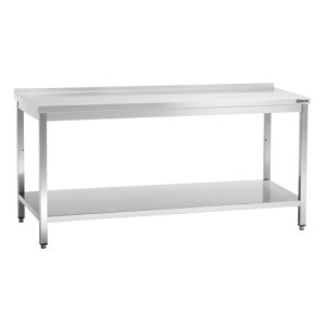 Table de Travail Inox avec Etagère Basse et Dosseret - P 700 mm - L 1800 mm - Bartscher