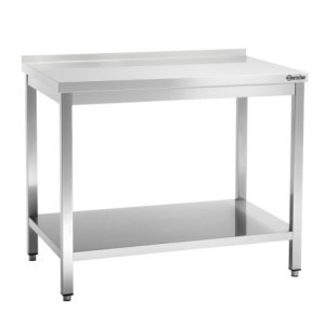 Table de Travail Inox avec Etagère Basse et Dosseret - P 700 mm - L 1000 mm - Bartscher