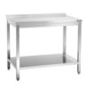 Edelstahl-Arbeitstisch mit unterem Regal und Aufkantung - T 700 mm - L 1000 mm - Bartscher