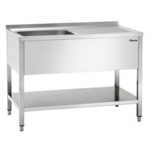 Spoelbak 1 Bak met Achterwand en Onderste Plank - L 1200 x D 700 mm - Bartscher
