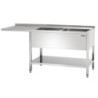Dubbele spoelbak met vaatwasserdoorgang, achterwand en onderplank - L 1800 x D 700 mm - Bartscher