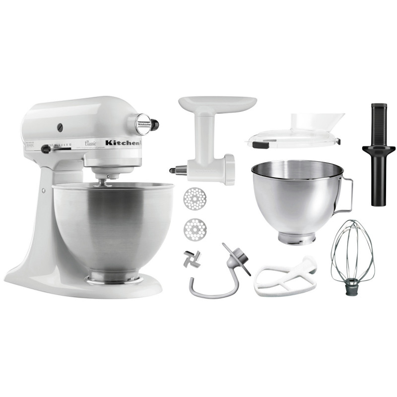 White KitchenAid Mixer with Accessories - 4.28 L - Bartscher White KitchenAid Mixer with Accessories - 4.28 L - Bartscher