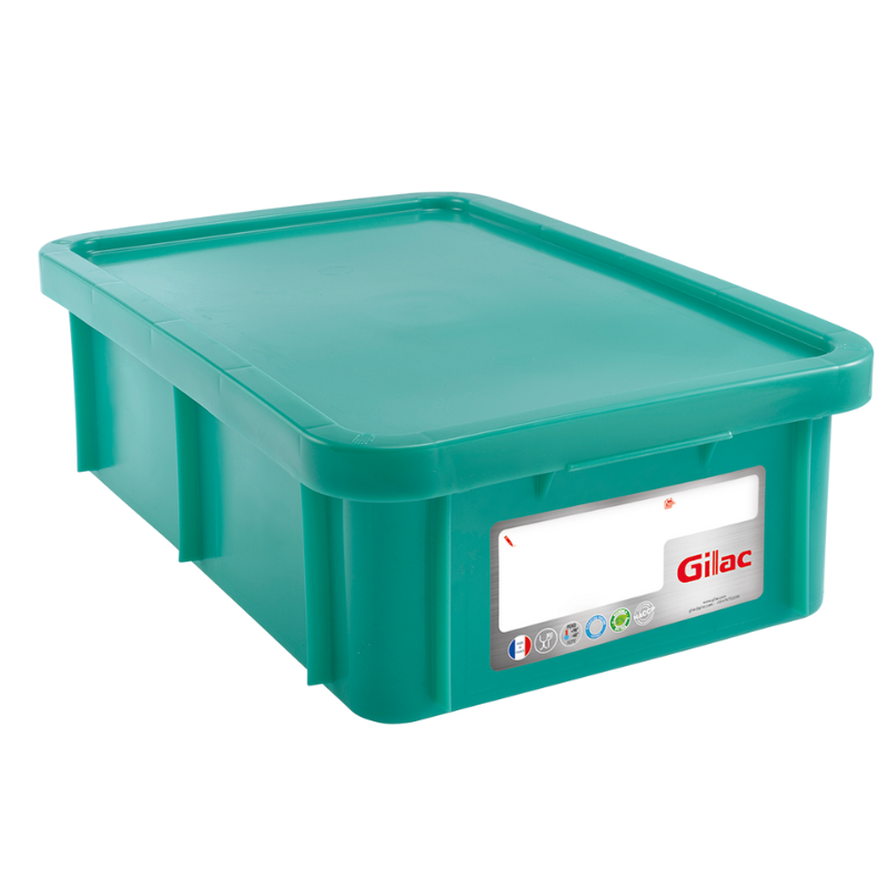 Rechteckiger Behälter 25 L mit grünem Deckel Haccp - Gilac Rechteckiger Behälter 25 L mit grünem Deckel Haccp - Gilac