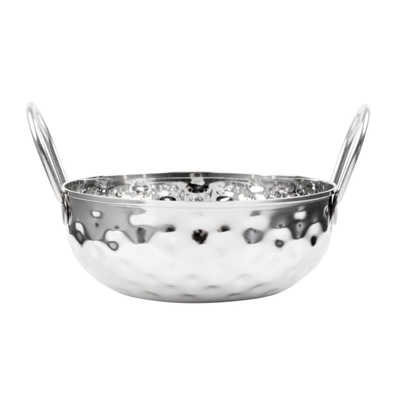 Gehämmerte Kadai-Schale aus Edelstahl Tischpräsentation 150 mm - Gastronoble Gehämmerte Kadai-Schale aus Edelstahl Tischpräsentation 150 mm - Gastronoble