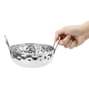 Gehamerd Kadai Schotel van Roestvrij Staal Tafel Presentatie 150 mm - Gastronoble