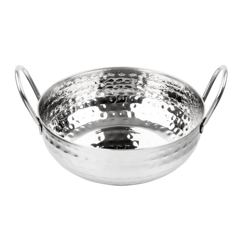 Gehämmerte Kadai-Schale aus Edelstahl Tischpräsentation 170 mm - Gastronoble Gehämmerte Kadai-Schale aus Edelstahl Tischpräsentation 170 mm - Gastronoble