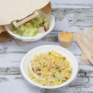 Recyclable PET deksels Fiesta voor Poke Bowls 682 en 909 ml - Set van 50 - Gastronoble