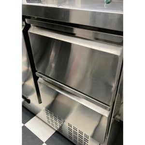 Positieve Koelwerkbank met Achterwand - 2 Deuren en 2 Laden GN 1/2 - Dynasteel