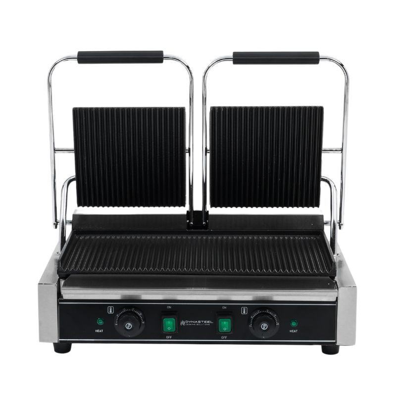 Grill Panini Dubbel - Geribbelde Platen - Dynasteel Grill Panini Dubbel - Geribbelde Platen - Dynasteel