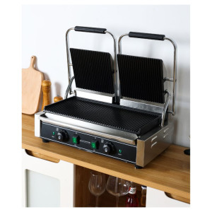 Grill Panini Dubbel - Geribbelde Platen - Dynasteel