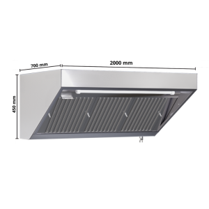 Snackhaube 700 mit LED und ohne Motor von Dynasteel - Länge 2000