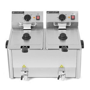 Professionelle Fritteuse 2 x 8 L mit Ablass - Dynasteel