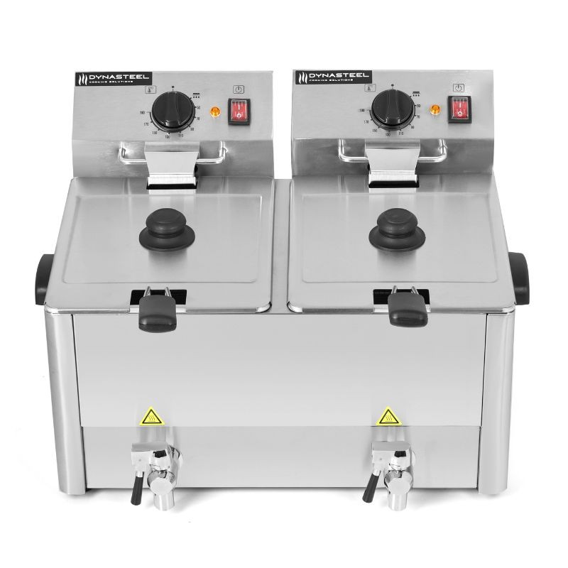 Friteuse Professionnelle 2 x 8 L avec Vidange - Dynasteel