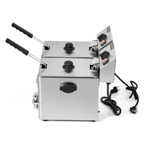 Professionelle Fritteuse 2 x 8 L mit Ablass - Dynasteel