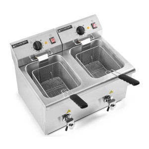 Professionelle Premium Fritteuse 2 x 8 L mit Ablass - Dynasteel