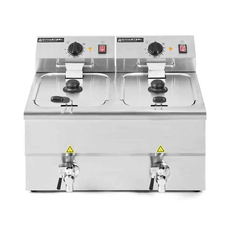 Professionele Friteuse Premium 2 x 8 L met Aftap - Dynasteel Professionele Friteuse Premium 2 x 8 L met Aftap - Dynasteel