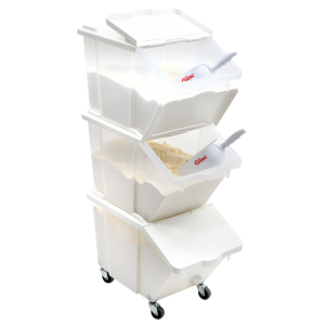 Set aus 3 Zutatenbehältern 30L + Deckel + 4 Räder