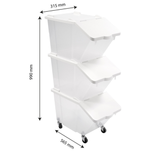 Set aus 3 Zutatenbehältern 30L + Deckel + 4 Räder