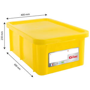 Rechteckiger Behälter 35 L + Gelber Deckel HACCP