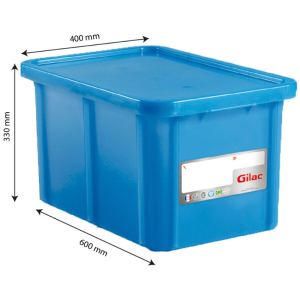 HACCP Rechthoekige Bak met Deksel - 55 L - Blauw