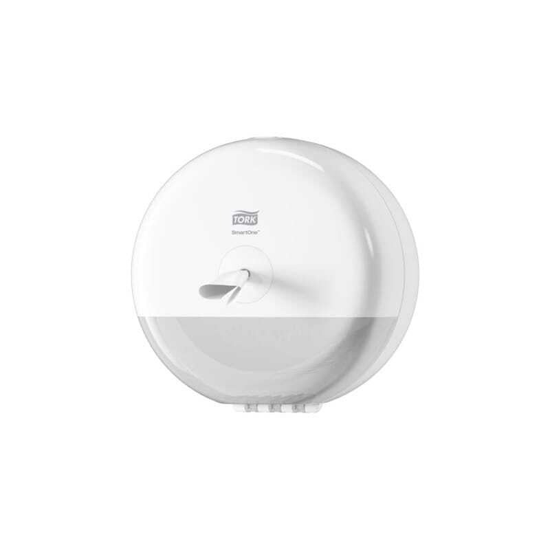 Tork SmartOne® White Mini Toilet Paper Dispenser - Efficient Sheet-by-Sheet Distribution for Professional Restrooms