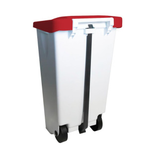 Pedal Bin With Red Lid and Wheels - 80 L - Gilac