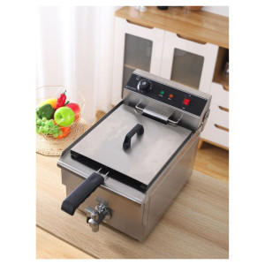 Professionelle Fritteuse 13L mit Edelstahlablauf - Dynasteel
