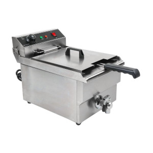 Professionelle Fritteuse 13L mit Edelstahlablauf - Dynasteel