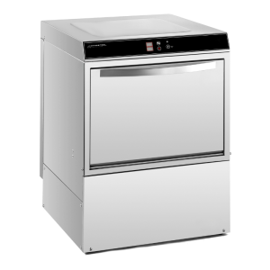 Professioneller Geschirrspüler mit Klarspüler- und Reinigungsmitteldosierer und Ablaufpumpe - 50 x 50 cm - Dynasteel