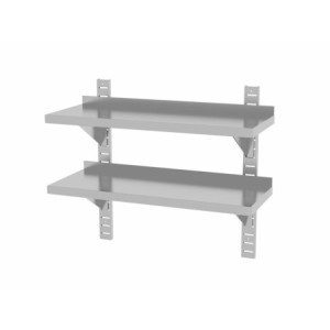 Étagère Murale Réglable 2 Niveaux avec 2 Supports - L 800 x 300 mm - HENDI