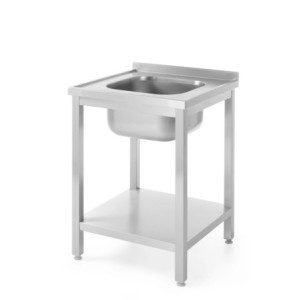 Plonge 1 Bak Centrale Profi Line met Plank - D 600 x B 600 mm - HENDI