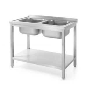Plonge 2 Bacs Profi Line met Plank - D 700 x B 1000 mm - HENDI