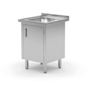 Gootsteentafel met Gelaste Kast - L 600 x D 700 mm - HENDI