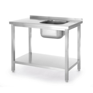 Plonge 1 Bak aan de Rechterkant Kitchen Line met Plank - D 600 x B 800 mm - HENDI