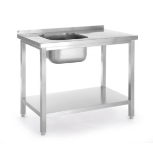 Plonge 1 Bak aan de Linkerkant Kitchen Line met Plank - D 600 x B 800 mm - HENDI