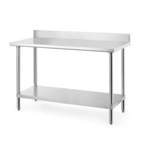 Work Table with Backsplash and Shelf - L 1400 mm - HENDI
