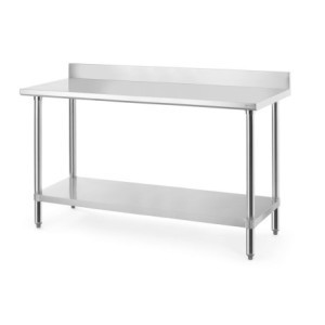 Work Table with Backsplash and Shelf - L 1600 mm - HENDI