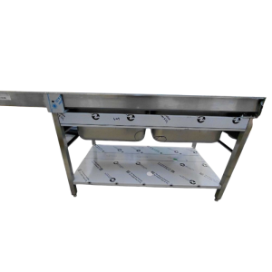 Spoelbak 2 Compartimenten met Vaatwasser Doorgang en Afdruiprek Rechts - 2000 x 700 mm