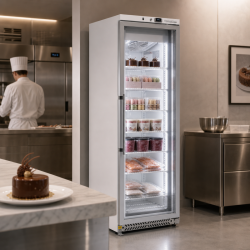 Gefrierschrank 400 L mit Glastür Umluftkühlung -18/-22°C