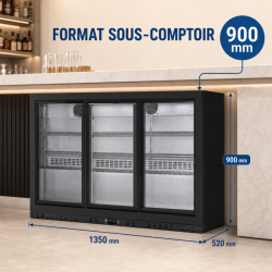 Refrigerated Back Bar 320 L 3 Sliding Glass Doors
