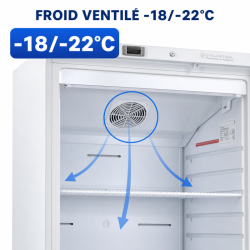 Vrieskast 510 L Geventileerd -18/-22°C Wit