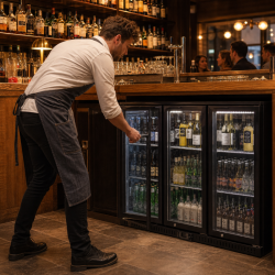 Koelachterbar 328 L 3 Glazen Deuren Zwart