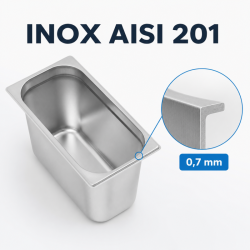 Bac Gastro GN 1/3 Inox 200 mm - 7,5 L | Dynasteel