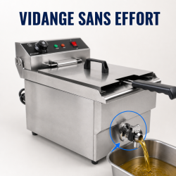 Professionele Friteuse 13 L 3000 W met Aftap - Inox