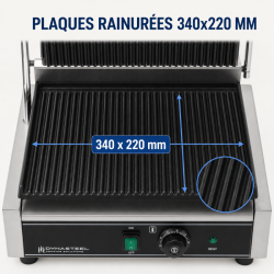 Grill Panini Pro 2200 W Geribbeld 340x220 mm Inox