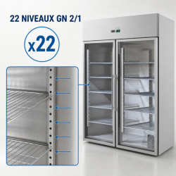 Positieve Koelkastkast 1400 L 2 Glazen Deuren GN 2/1