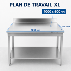RVS Tafel 1000x600 mm Achterwand en Onderste Plank