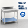 RVS Tafel 1000x600 mm Achterwand en Onderste Plank