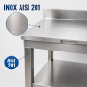RVS Tafel 1000x600 mm Achterwand en Onderste Plank