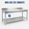 Edelstahltisch 1600x600 mm Rückwand und Unterregal
